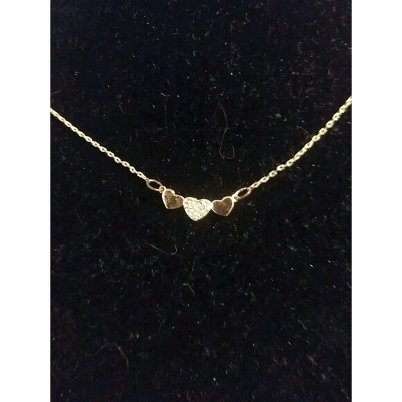 Lauren Conrad Two Tone Triple Heart Necklace Pave Rhinestones 18.5” Adjustable - Picture 1 of 4